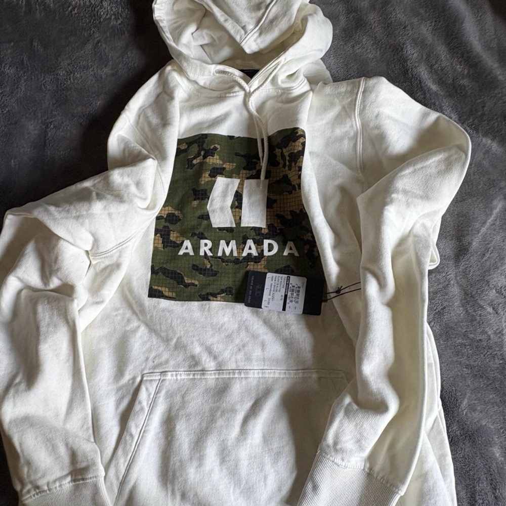 Armada Men’s White Hoodie with Camo Logo